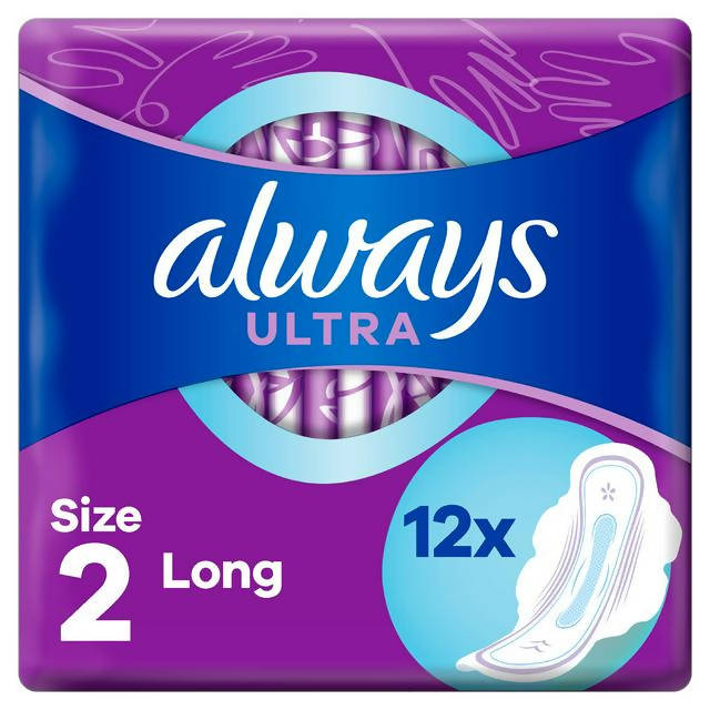 Always Ultra Long (Size 2) Sanitary Towels Wings x12