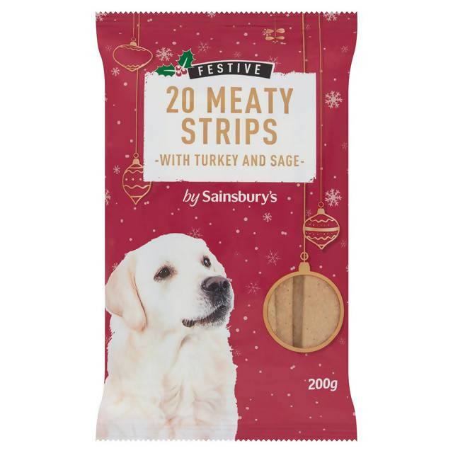 Sainsbury's Festive Meaty Strips with Turkey & Sage x20 200g PETS Sainsburys   