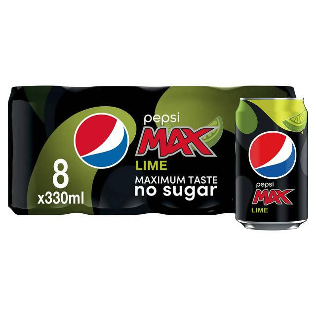 Pepsi Max Lime No Sugar Cola Can 8x330ml