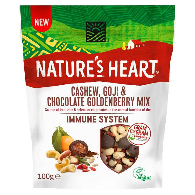 Nature's Heart Cashew, Goji & Chocolate Goldenberry Mix 100g Lunchbox snacking Sainsburys   