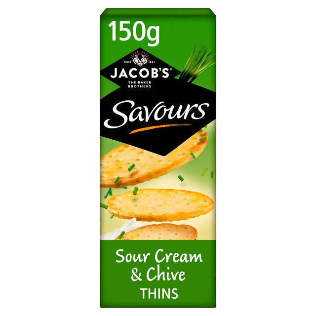 Jacob's Savours Thins, Sour Cream & Chive Crackers 150g