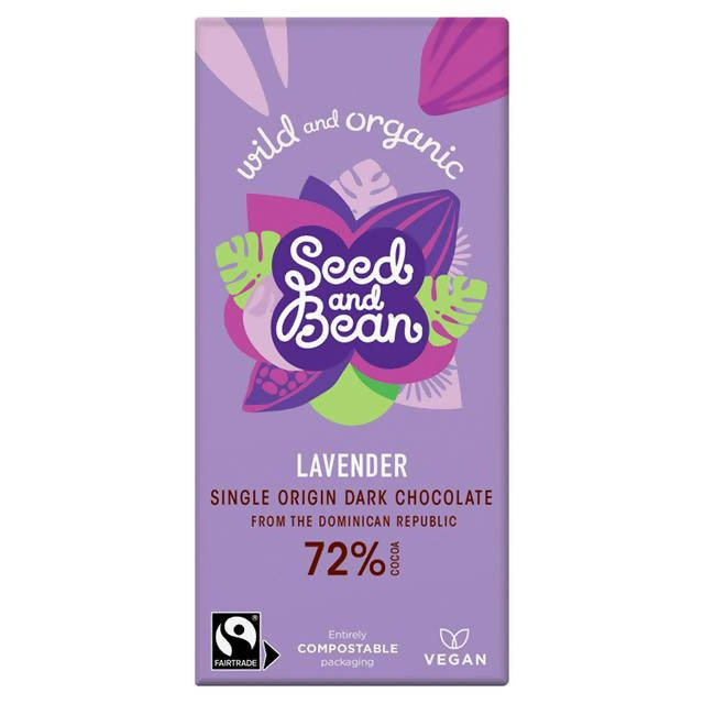 Seed & Bean Fairtrade Organic Single Origin Lavender Dark Chocolate 85g Block chocolate bars Sainsburys   