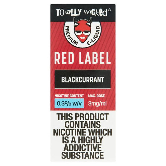 Totally Wicked Red Label Premium E-Liquid Blackcurrant 10ml (3mg) smoking control Sainsburys   