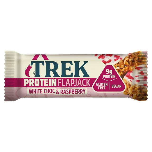 Trek White Chocolate & Raspberry Protein Flapjack 50g cereal bars Sainsburys   