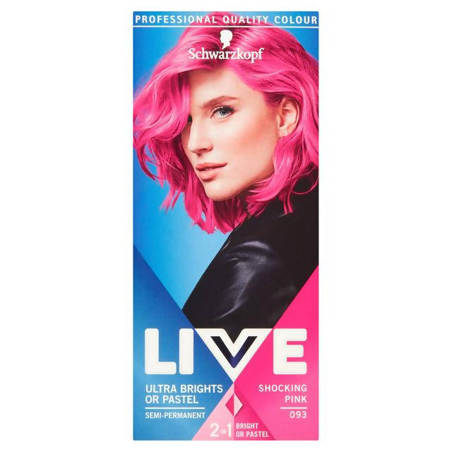 Schwarzkopf Live Ultra Brights or Pastel Semi-Permanent Hair Dye, Shocking Pink 93