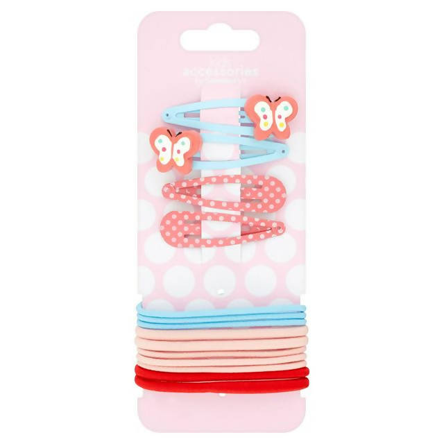 Sainsbury's Kids Accessories 10 Hair Bands + 4 Snap Clips Hair accessories Sainsburys   