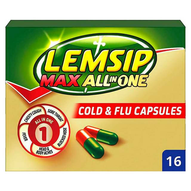 Lemsip All In One Max Cold & Flu Capsules x16 PERSONAL CARE Sainsburys   