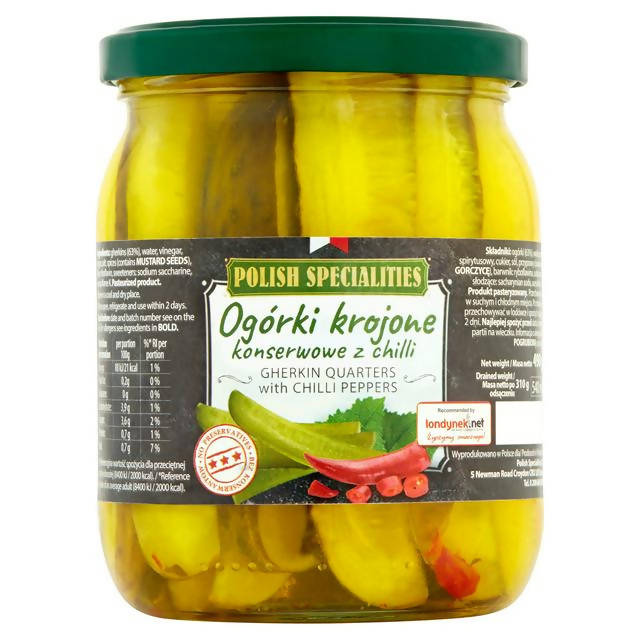 Polish Gherkins Qarters Chilli Peppers 510g