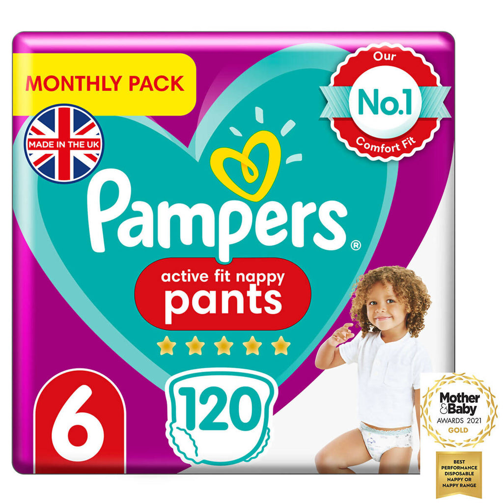 Pampers Active Fit Nappy Pants Size 6, 2 x 60 Pack