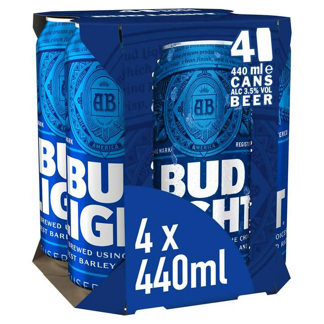 Bud Light Lager Beer cans 4x440ml All beer Sainsburys   