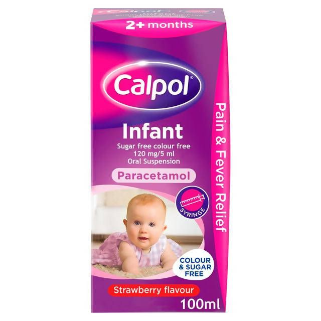 Calpol Sugar & Colour Free Infant Suspension, Paracetamol Medication, For 2+ Months, 100ml