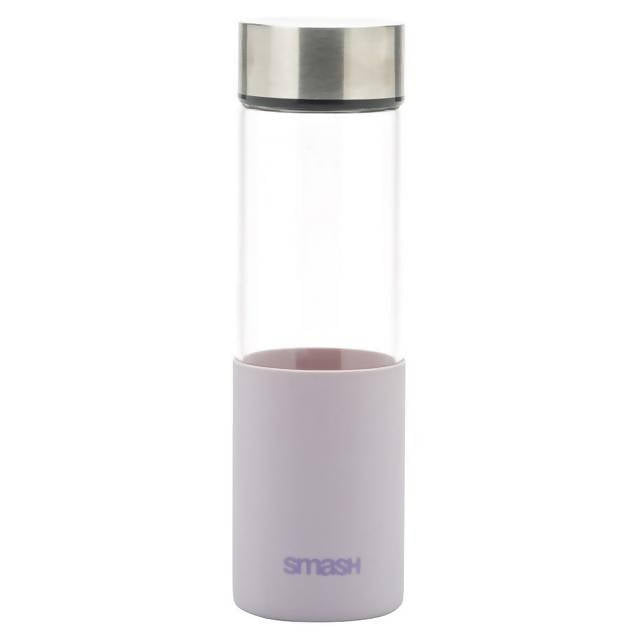 Oceana Mauve Glass Metal Lid Bottle