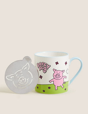 Percy Pig Colour Changing Mug with Stencil Tableware & Kitchen Accessories M&S   
