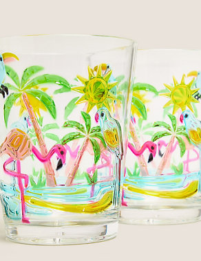 Set of 4 Flamingo Picnic Tumblers Tableware & Kitchen Accessories M&S   