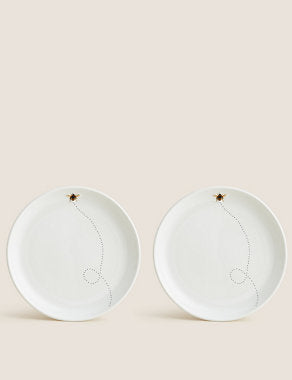 Set of 2 Bee Side Plates Tableware & Kitchen Accessories M&S   