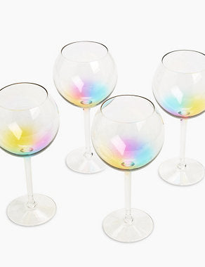 Set of 4 Rainbow Picnic Gin Glasses Tableware & Kitchen Accessories M&S   