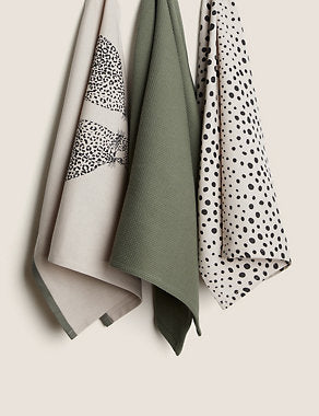 Set of 3 Leopard Tea Towels GOODS M&S   