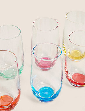 Set of 6 Multicoloured Highball Glasses Tableware & Kitchen Accessories M&S   