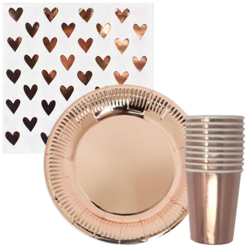 Party Tableware Basics Bundle - Rose Gold GOODS ASDA   