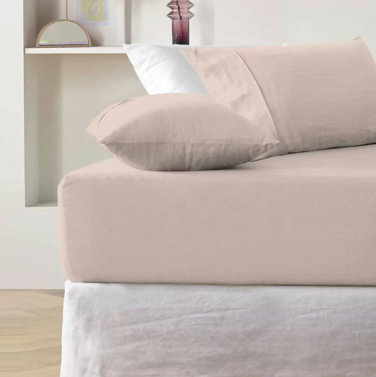 Purity Home Easy-care 400 Thread Count Cotton Fitted Sheet, Blush in 4 Sizes