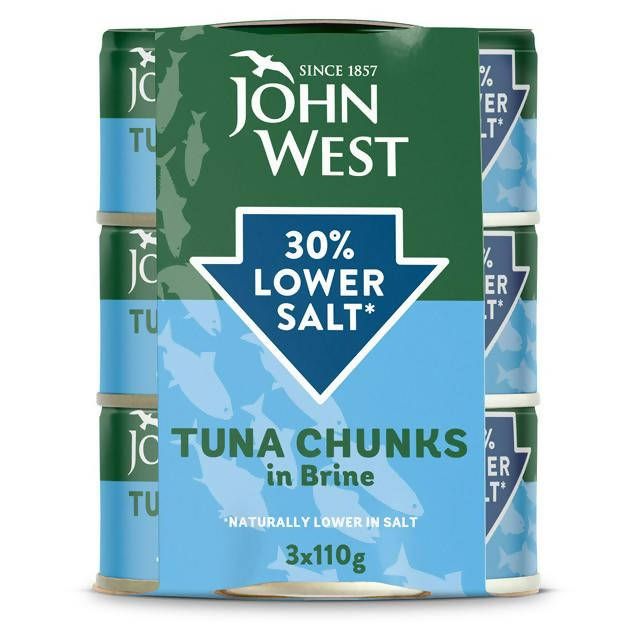 John West Lower Salt Tuna Chunks in Brine 3x145g Fish Sainsburys   