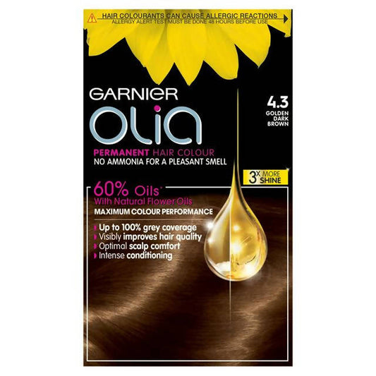 Garnier Olia 4.3 Dark Golden Brown Permanent Hair Dye Brunette Sainsburys   