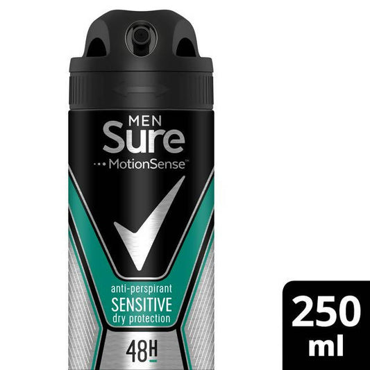 Sure Men 48h Anti-Perspirant Aerosol Deodorant, Sensitive 250ml deodorants & body sprays Sainsburys   