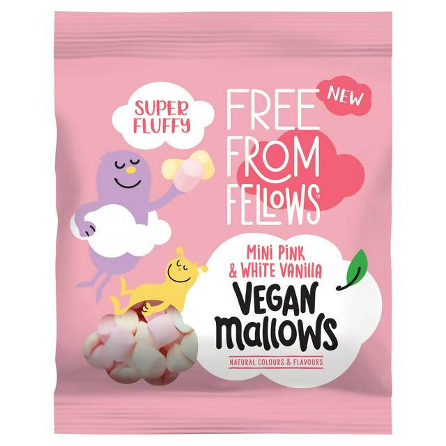 Free from Fellows Mini Pink & White Vanilla Vegan Mallows 105g - McGrocer
