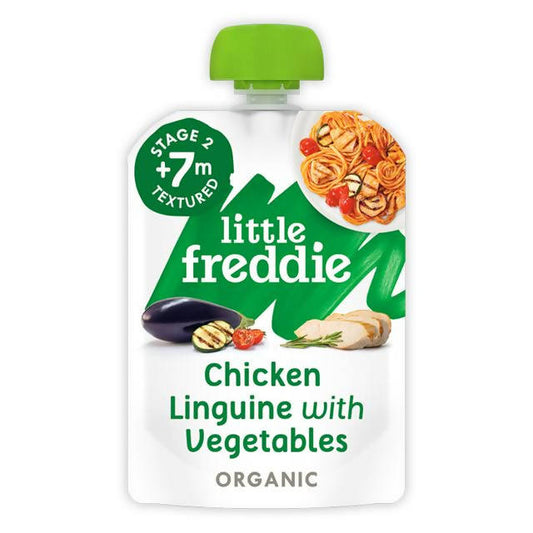 Little Freddie Organic Chicken and Ratatouille Linguine Stage 2 +7m 130g baby meals Sainsburys   