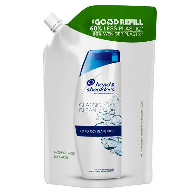 Head & Shoulders Classic Clean Clarifying Anti Dandruff Refill Shampoo Pouch 480ml shampoo & conditioners Sainsburys   