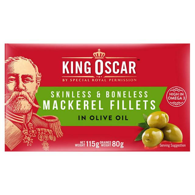 King Oscar Skinless & Boneless Mackerel Fillets in Olive Oil 115g