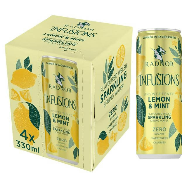 Radnor Infusions Unsweetened Lemon & Mint Flavoured Welsh Sparkling Spring Water 330ml Flavoured & vitamin water Sainsburys   