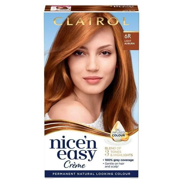 Clairol Nice'n Easy Crème Natural Looking Oil-Infused Permanent Hair Dye Light Auburn 6R Auburn Sainsburys   