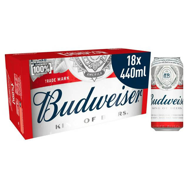 Budweiser Lager Beer Cans 18x440ml All beer Sainsburys   