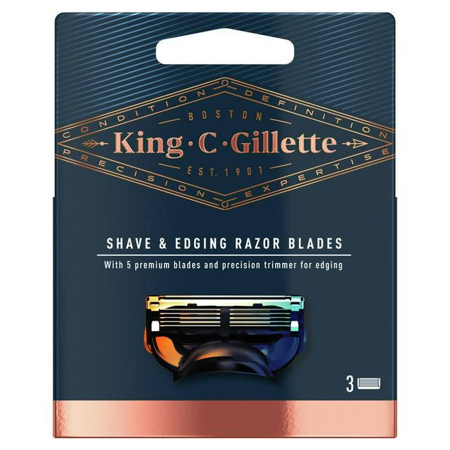 King C Gillette Shave & Edging Razor Blades Refills x3 men's razors & blades Sainsburys   