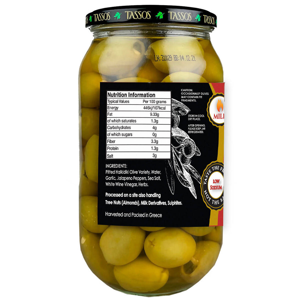 Tassos Garlic & Jalapeno Double Stuffed Olives, 992g