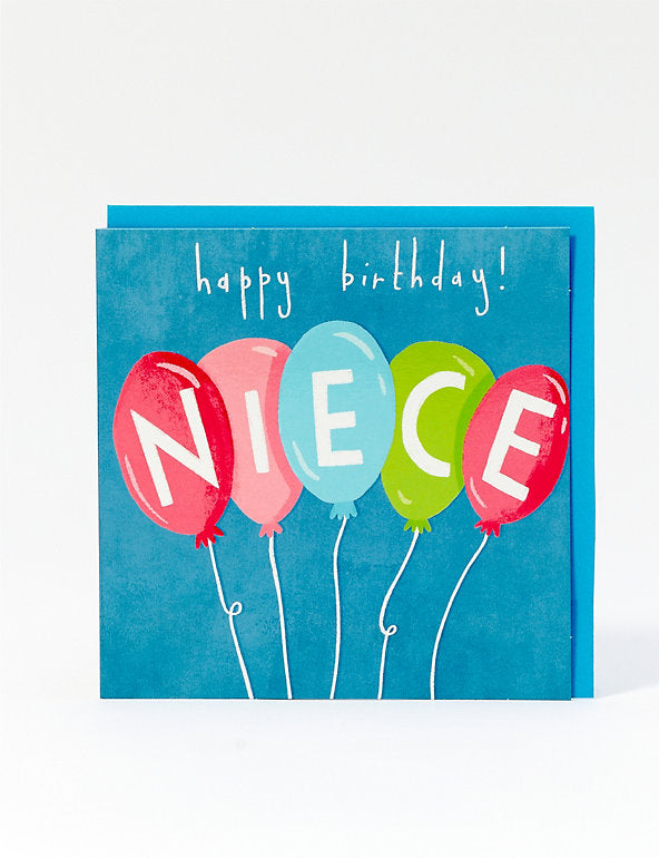 Niece Balloons Birthday Card Miscellaneous M&S Title  