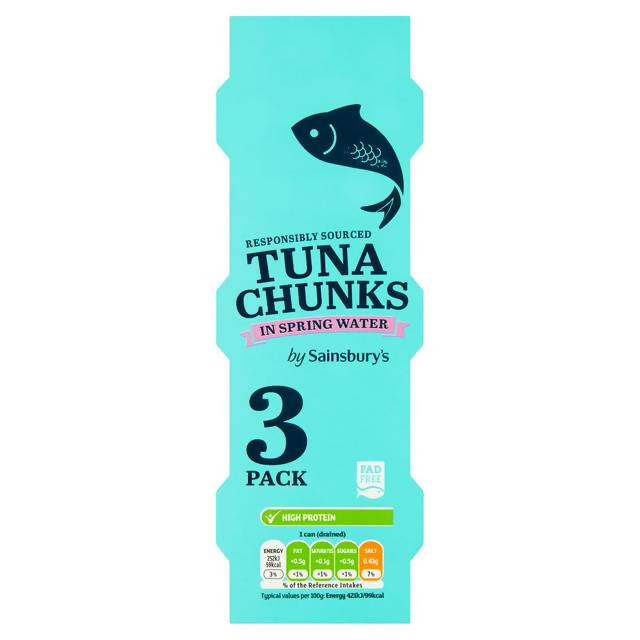 Sainsbury's Tuna Chunks in Spring Water 3x80g (3x60g*)