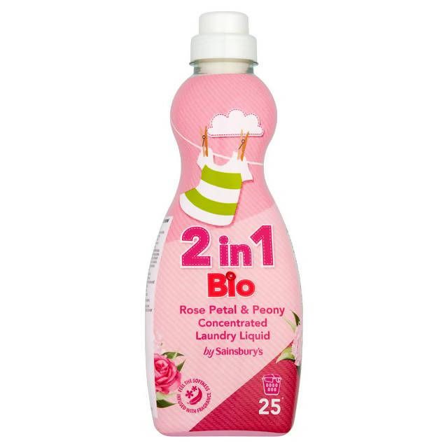 Sainsbury's 2-in-1 Bio Rose Petal & Peony Concentrated Laundry Liquid 750ml (25 Washes)