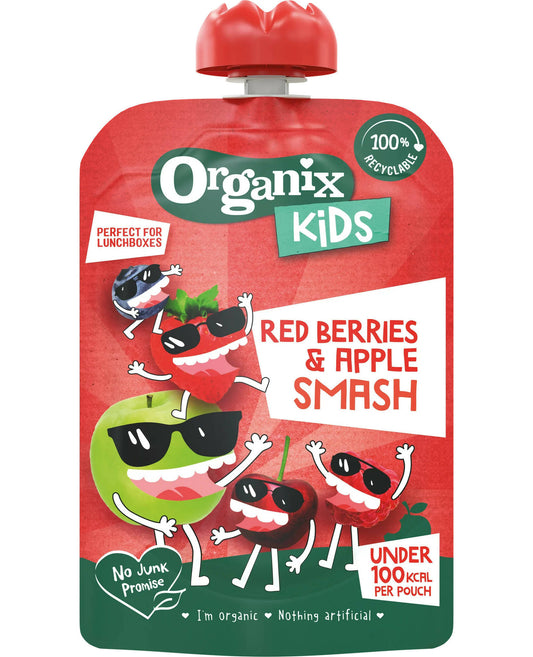 Organix KIDS Red Berries & Apple Smash Pouch Case (6x100g) Organic Foods McGrocer Direct   