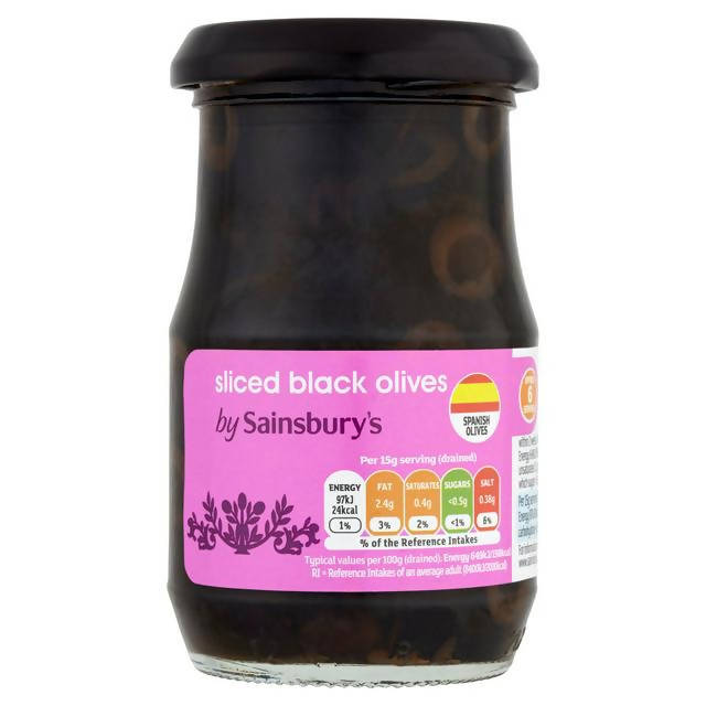 Sainsbury's Sliced Black Olives 185g (85g*)