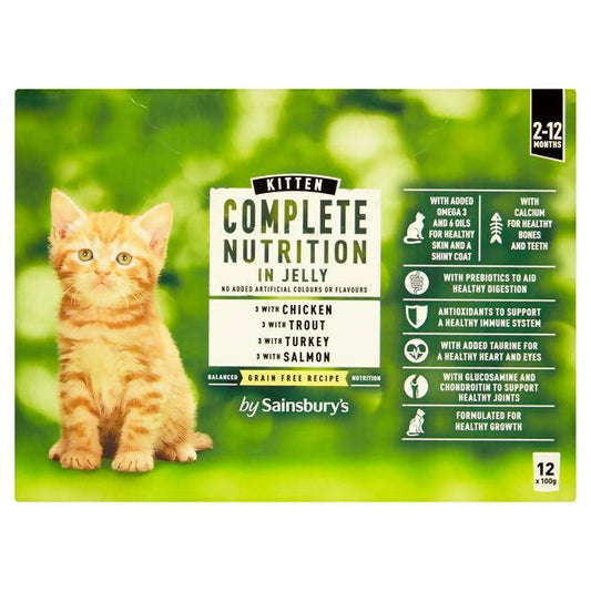 Sainsbury's Complete Nutrition Kitten Food Meat & Fish Selection in Jelly 12x100g - McGrocer