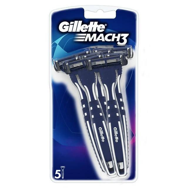 Gillette Mach 3 Disposable Razors x5 men's razors & blades Sainsburys   