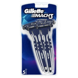 Gillette Mach 3 Disposable Razors x5 men's razors & blades Sainsburys   