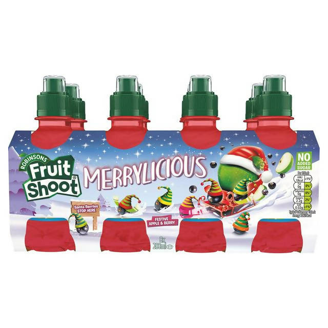 Robinsons Fruit Shoot Merrylicious Festive Apple & Berry Kids Drink 8x200ml Kids & lunchbox Sainsburys   