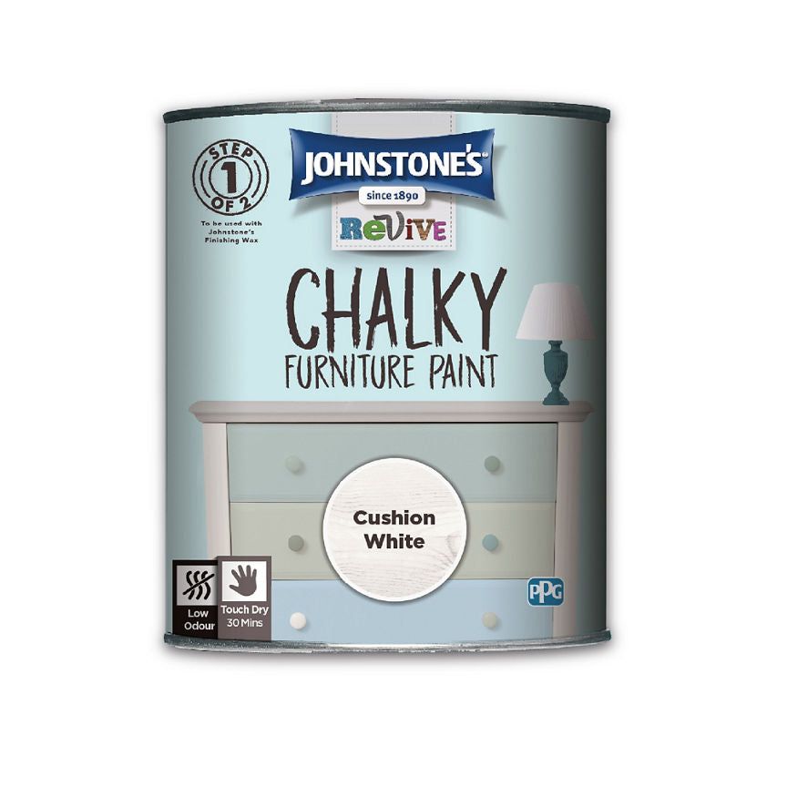 Johnstone's Chalky Furniture Paint, Cushion White, 750ml