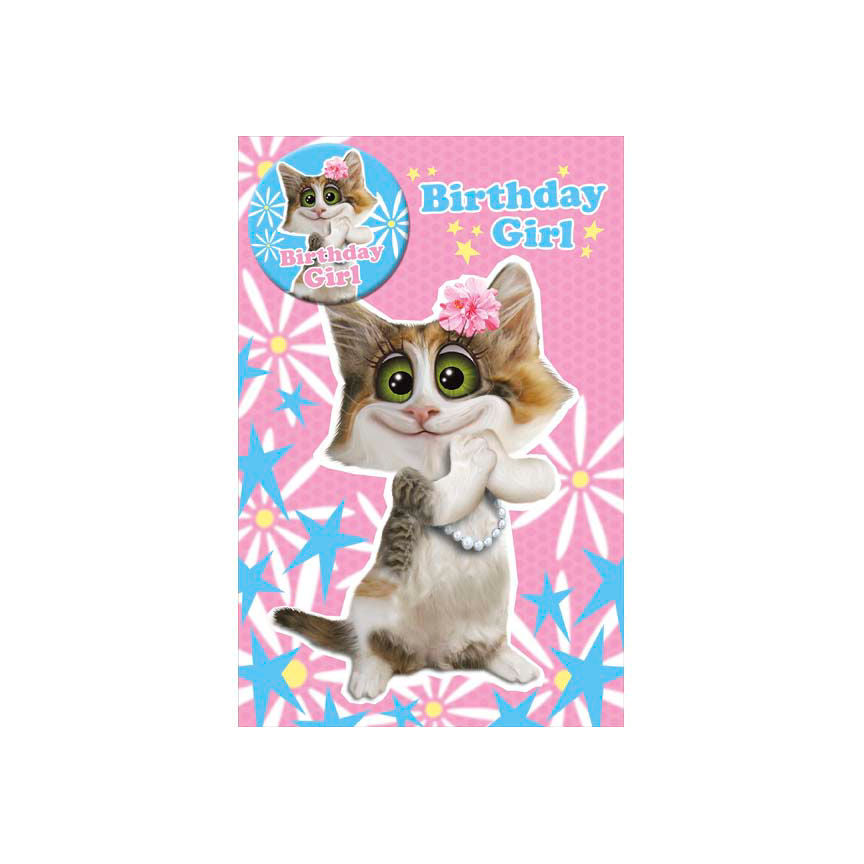 UK Greetings Cat Girl Birthday Card