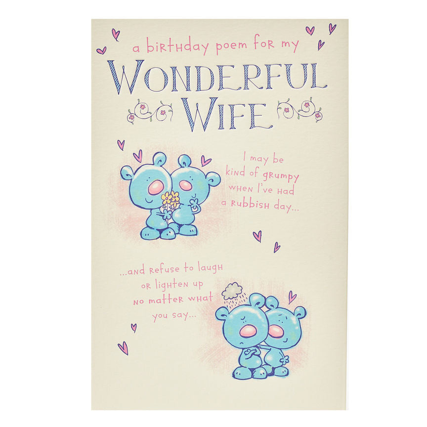 Hanson White Wonderful Wife Birthday Card