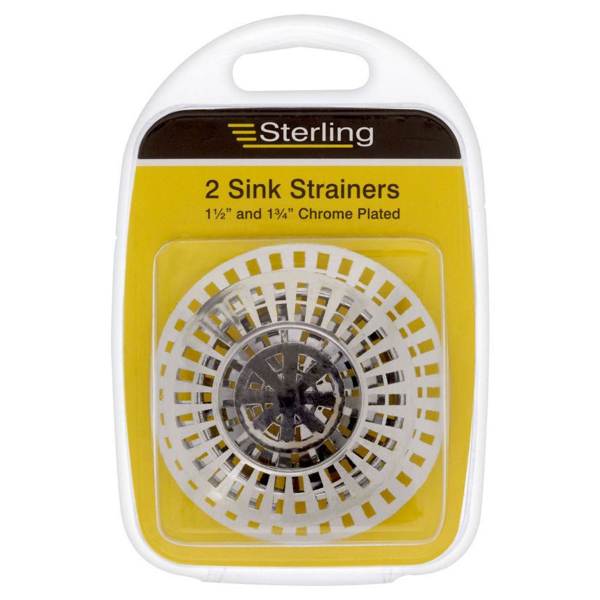 Sterling A twin pack of 2 chrome plated sink strainers (1 1/2 & 1 3/4")