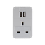 Status Plug Through Adaptor White with 2 x USB Ports and Surge Protected DIY ASDA   